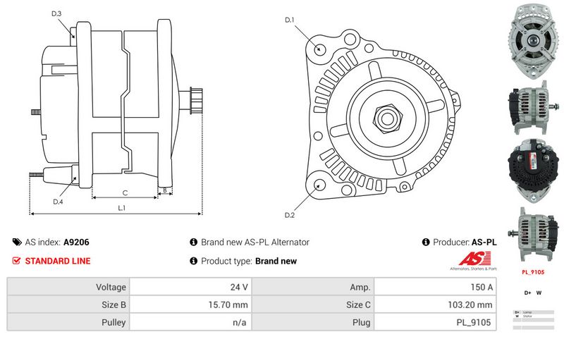 AS-PL A9206 Alternator