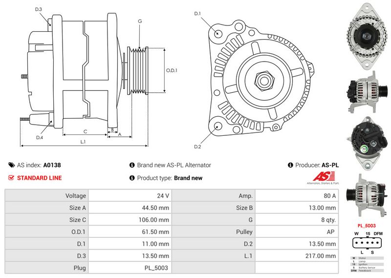 AS-PL A0138 Alternator