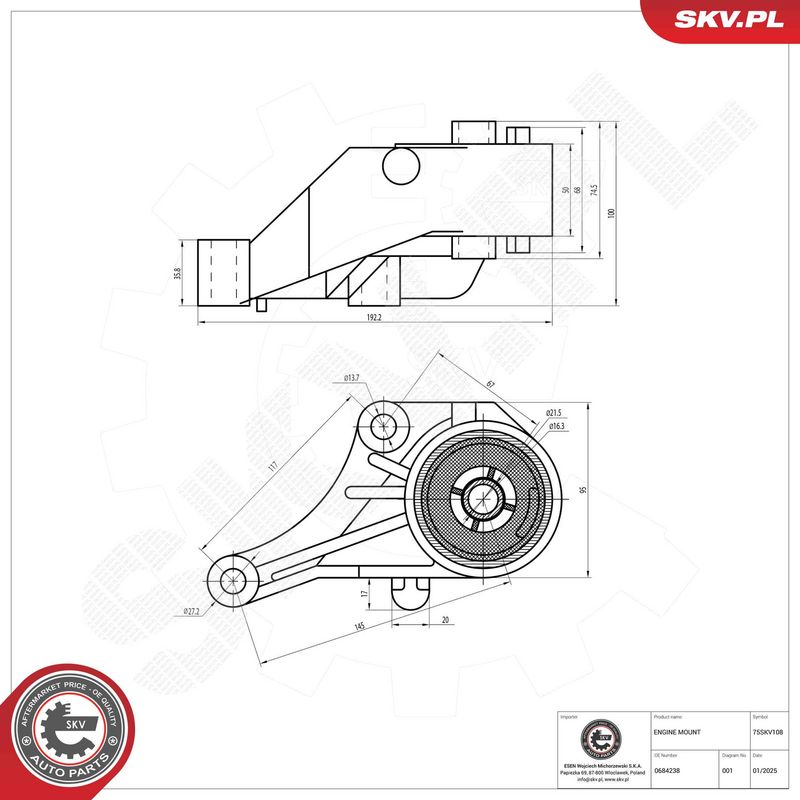 Paigutus, Mootor, ESEN SKV 75SKV108
