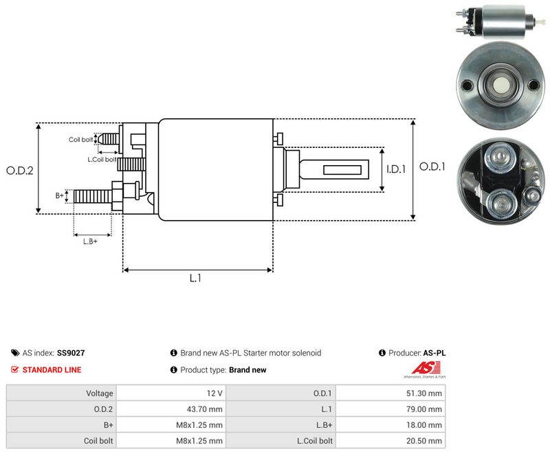Magnetlülitus, starter, AS-PL SS9027