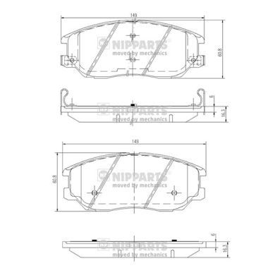 Комплект гальмівних накладок, дискове гальмо, Nipparts J3600327