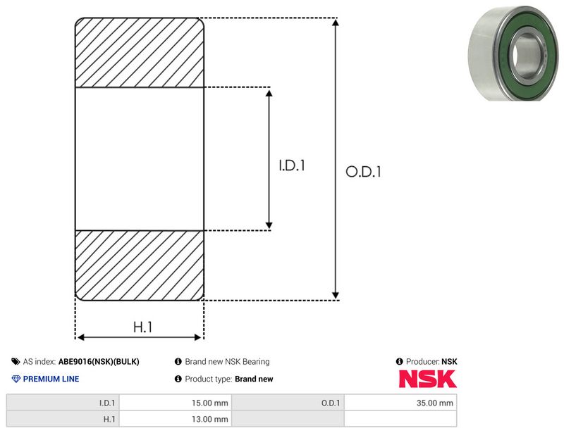 AS-PL ABE9016(NSK)(BULK) Bearing