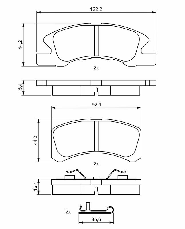 Piduriklotsi komplekt, ketaspidur, BOSCH 0 986 494 878