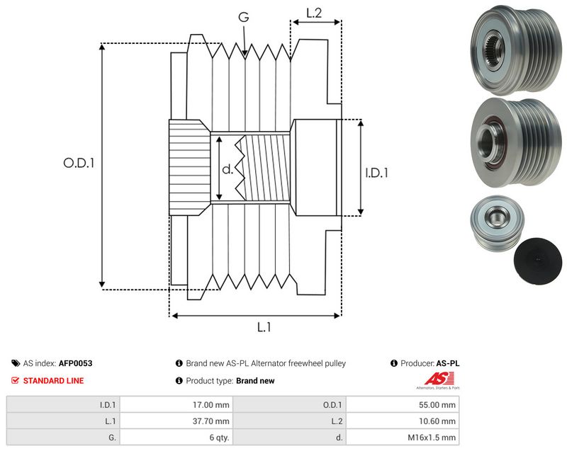 AS-PL AFP0053 Alternator Freewheel Clutch