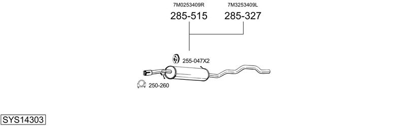 BOSAL kipufogórendszer SYS14303