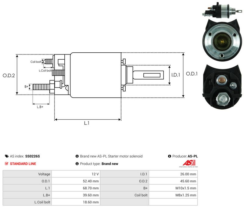 AS-PL SS0226S Solenoid Switch, starter