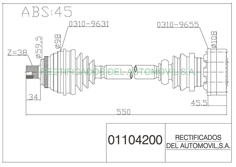 AUTOREC Rectificados 01104200 - Drive Shaft
