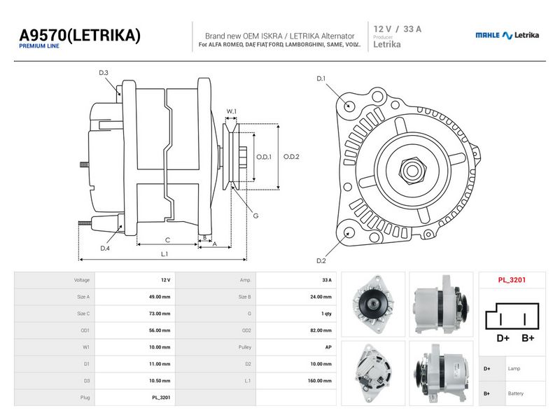 This part match OEM code: 9972269