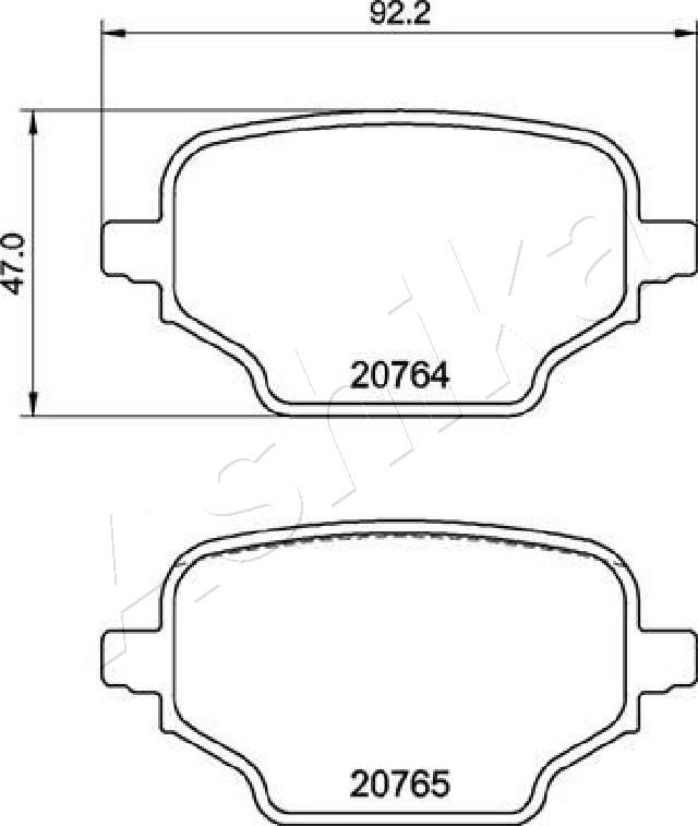 Комплект гальмівних накладок, дискове гальмо, Ashika 51-02-2005