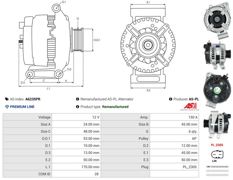 AS-PL A6235PR Alternator
