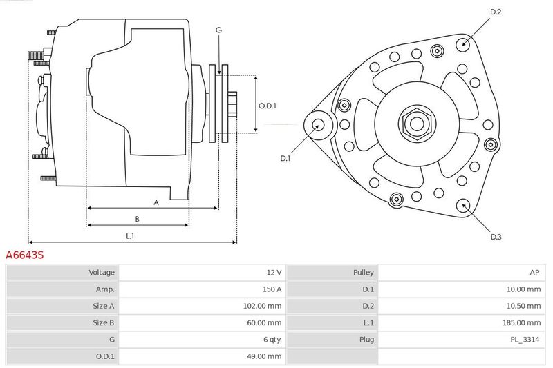 AS-PL A6643S Alternator