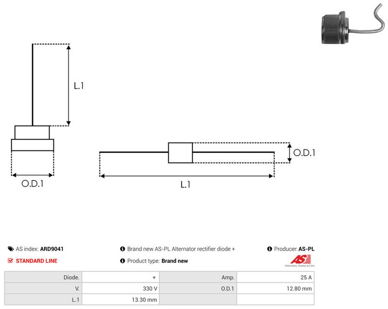 AS-PL ARD9041 Rectifier, alternator