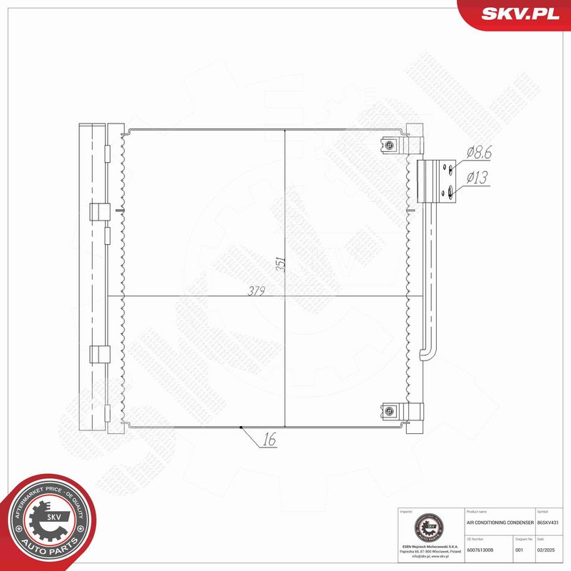 ESEN SKV 86SKV431 - Condenser, air conditioning