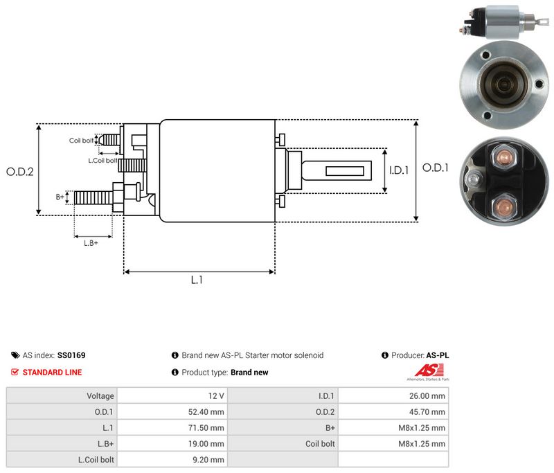 AS-PL SS0169 Solenoid Switch, starter