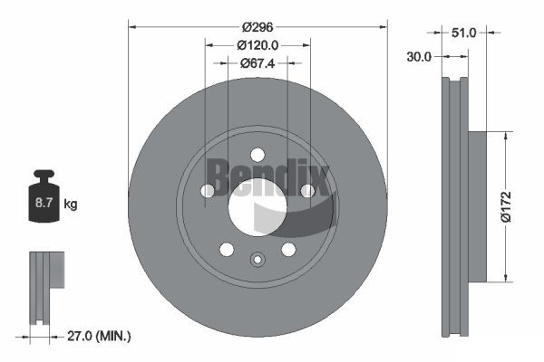 BENDIX Braking féktárcsa BDS1093HC