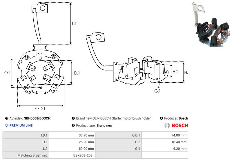AS-PL SBH0008(BOSCH) Holder, carbon brushes