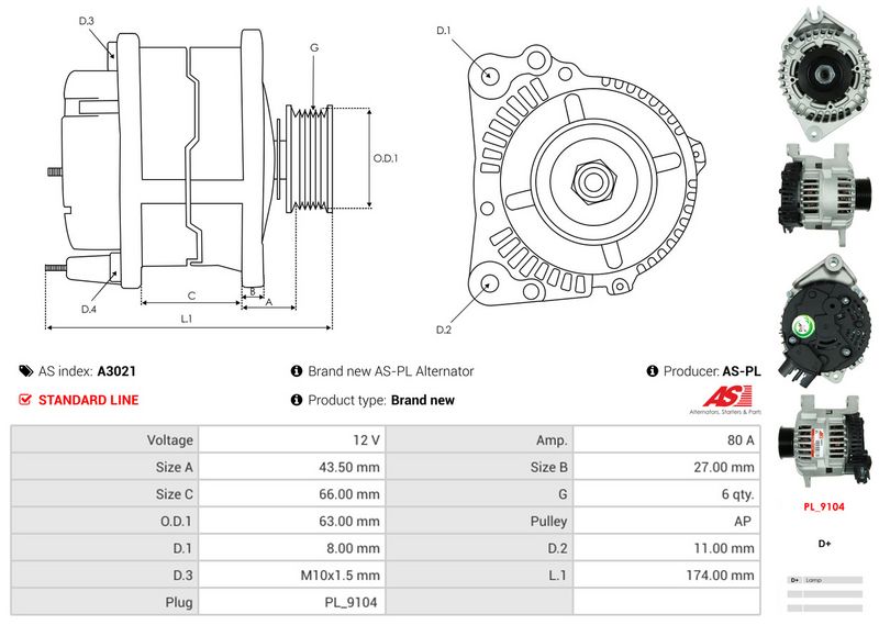 AS-PL A3021 Alternator