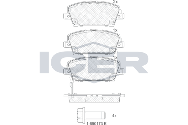 Комплект гальмівних накладок, дискове гальмо, Icer 181773