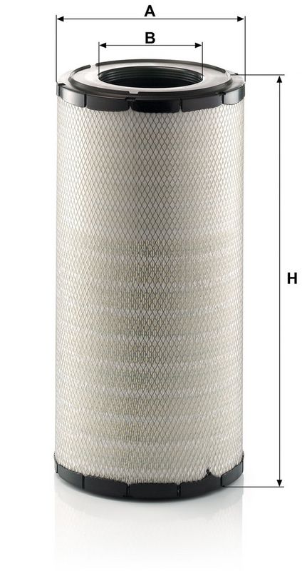 Luchtfilter past: NEW HOLLAND CS640, 720, 740, 760, 780, 8030, 8040, 8050, 8060, 840, TC5040, TC5050, TC5060, TC5070, TC5080, TC56  DAF DB 250  BOVA FHD 10, FHD 12, FHD 13, FLD 12, FLD 13