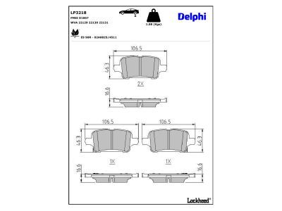DELPHI LP3218 Brake Pad Set, disc brake