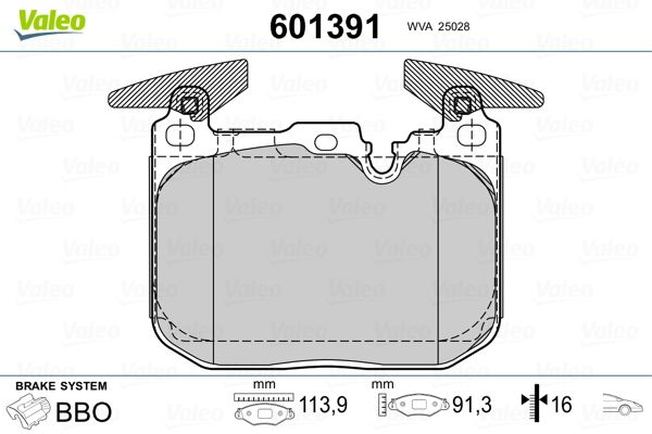 Valeo 601391 Brake Pad Set, disc brake