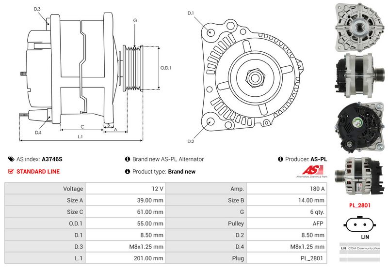 AS-PL A3746S Alternator
