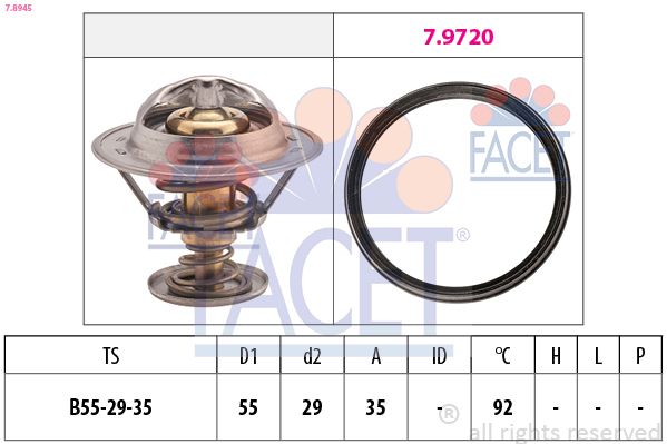 FACET termosztát, hűtőfolyadék 7.8945