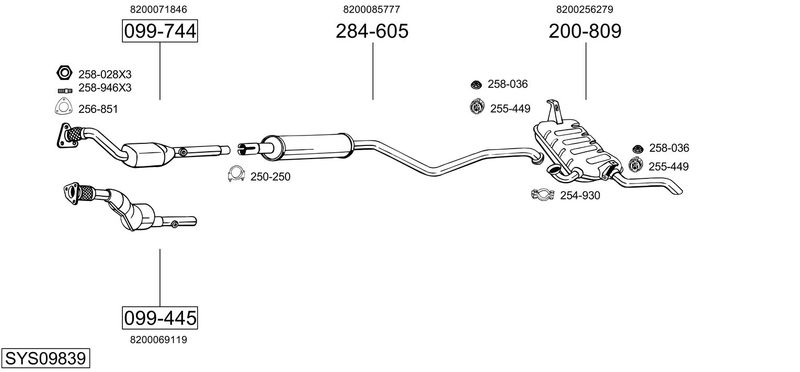 BOSAL kipufogórendszer SYS09839