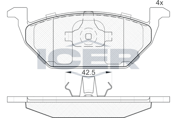 Комплект гальмівних накладок, дискове гальмо, гальмівна система Ate - Teves, Audi A3 96-06/Skoda Octavia 96-10/VW Golf 97-07, Icer 181184