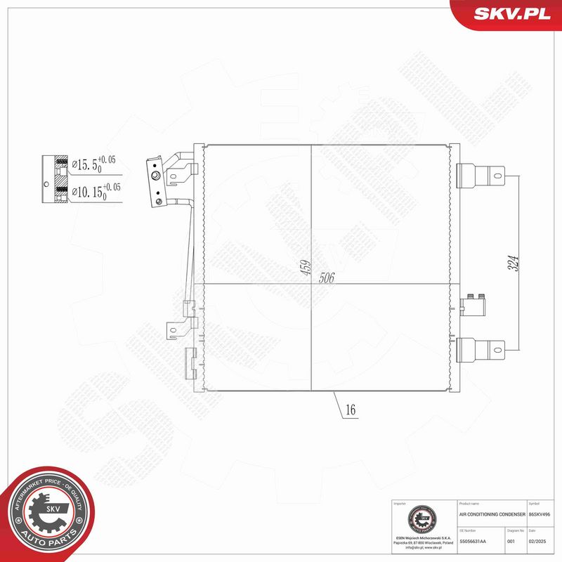 ESEN SKV 86SKV496 Condenser, air conditioning