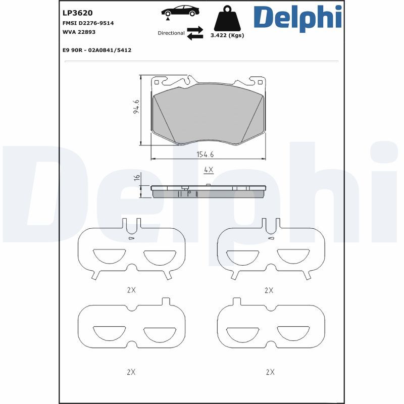 Колодки тормозные (передние) DELPHI