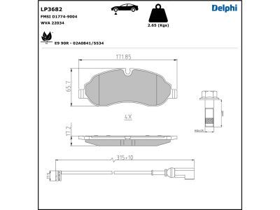 DELPHI LP3682 Brake Pad Set, disc brake