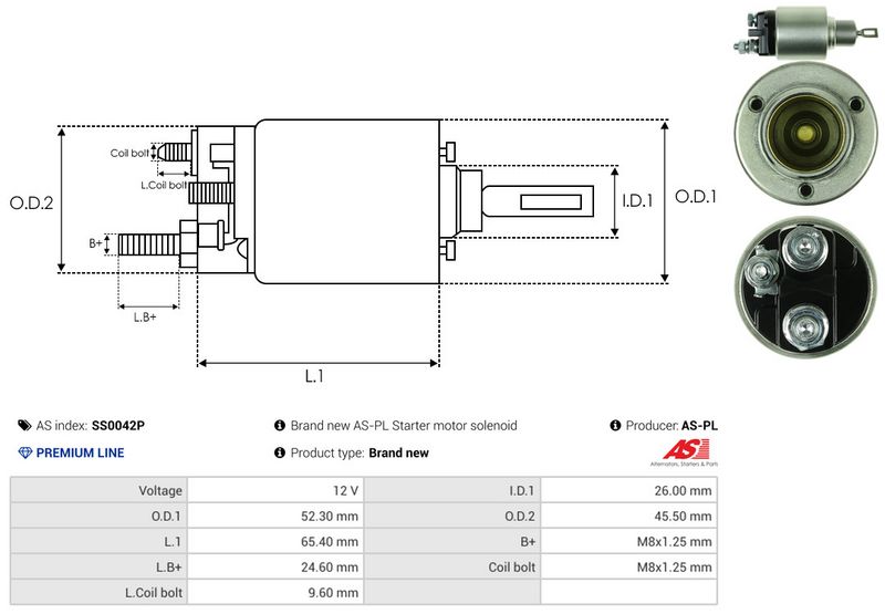 AS-PL SS0042P Solenoid Switch, starter