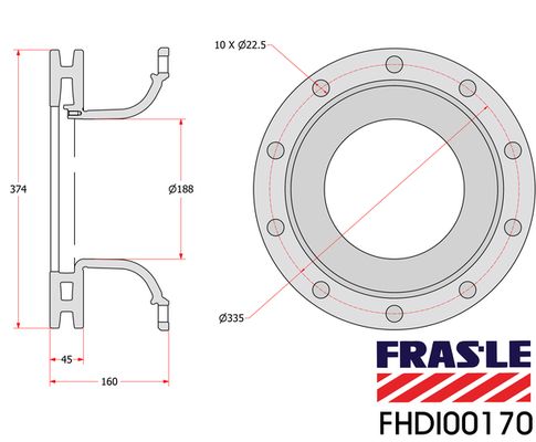 kotouč brzdový (ECE R90) BPW 3745/10 i 3709/10 (bez závitu na ABS) FHDI00170