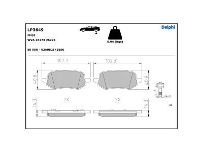 DELPHI LP3649 Brake Pad Set, disc brake