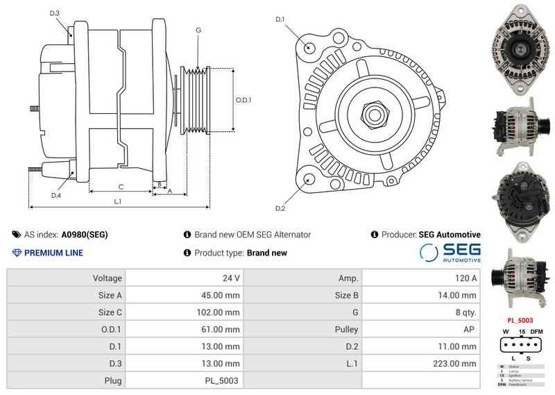 AS-PL A0980(SEG) Alternator