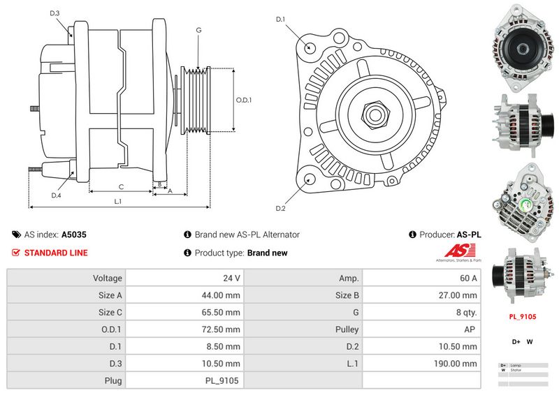 AS-PL A5035 Alternator