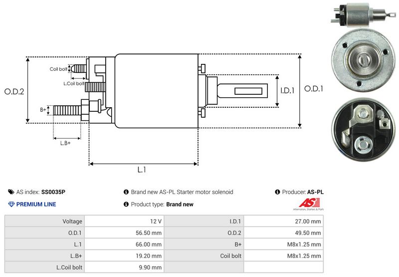 AS-PL SS0035P Solenoid Switch, starter