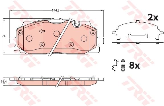 Тормозные колодки дисковые AUDI Q7 F 15 TRW GDB2190