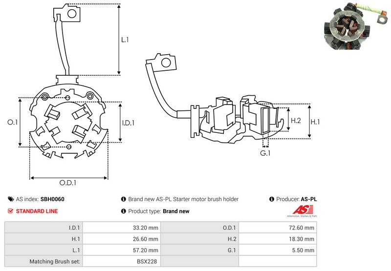 Kinnitus, süsinikuharjad, AS-PL SBH0060
