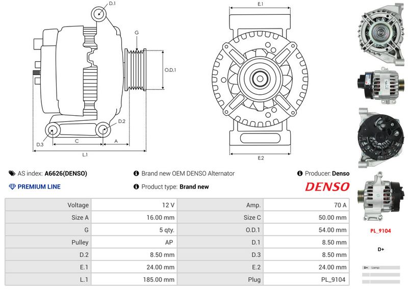 AS-PL A6626(DENSO) Alternator