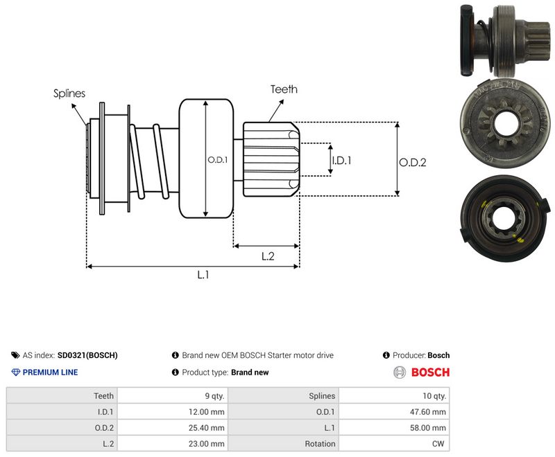 AS-PL SD0321(BOSCH) Freewheel Gear, starter