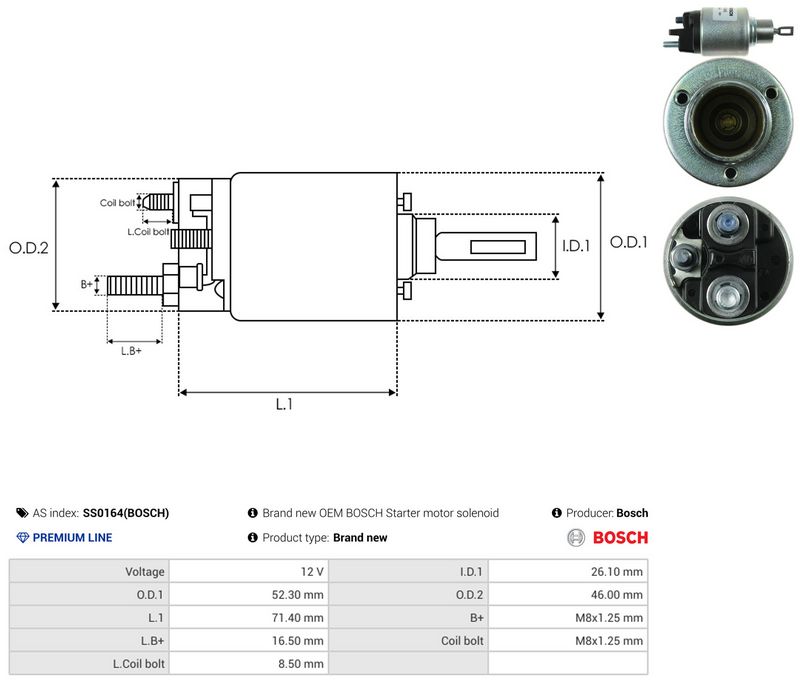 AS-PL SS0164(BOSCH) Solenoid Switch, starter