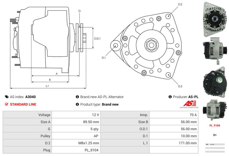 AS-PL A3040 Alternator