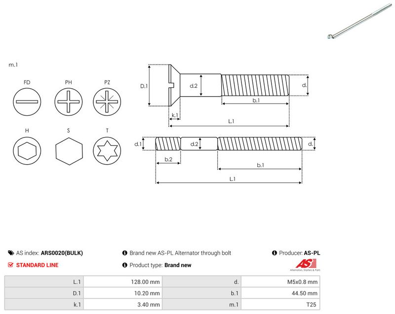 Remondikomplekt, generaator, AS-PL ARS0020 (BULK)