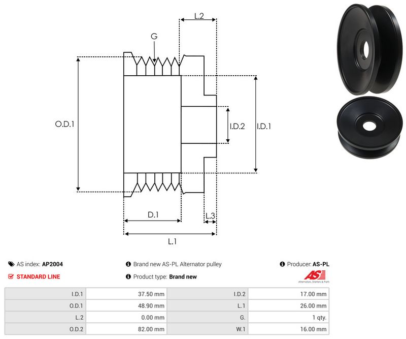 AS-PL AP2004 Belt Pulley, alternator
