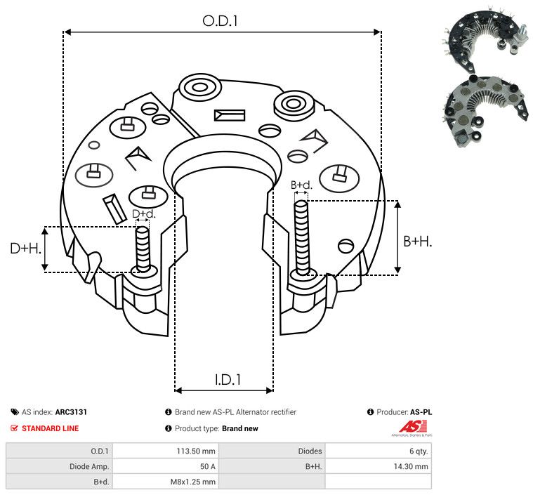 AS-PL ARC3131 Rectifier, alternator