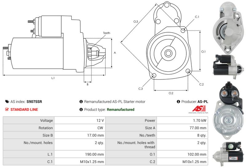 Starter, AS-PL S9075SR