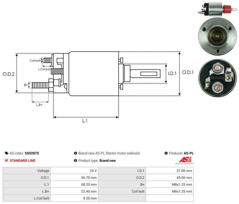 AS-PL SS0287S Solenoid Switch, starter