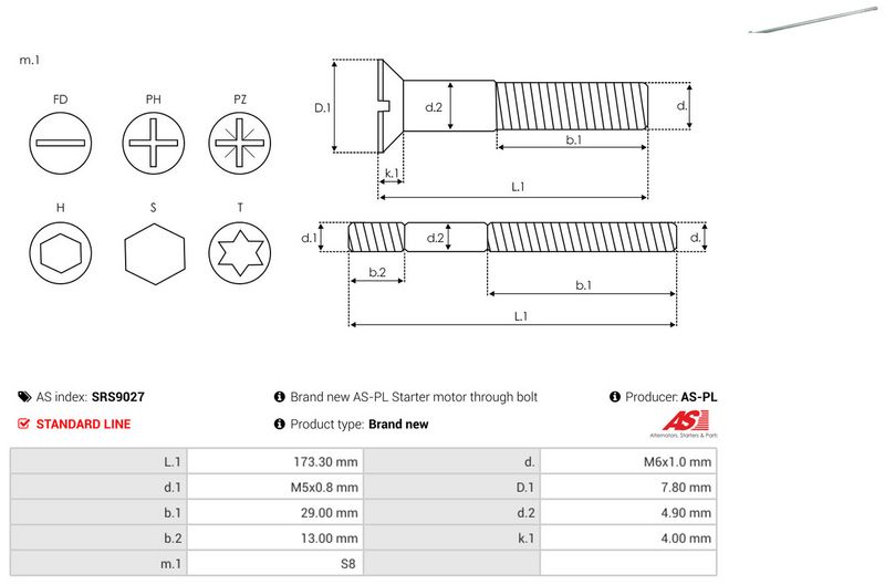 Remondikomplekt, generaator, AS-PL SRS9027